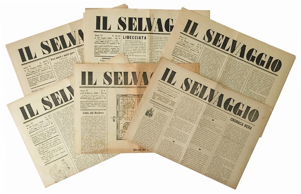 Lotto di sei numeri del periodico "Il selvaggio".