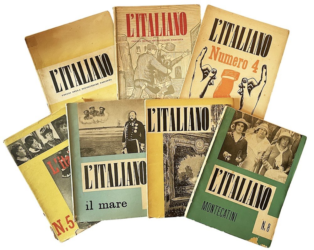 Lotto di sette numeri del periodico L'Italiano. Anno VI. Numeri …