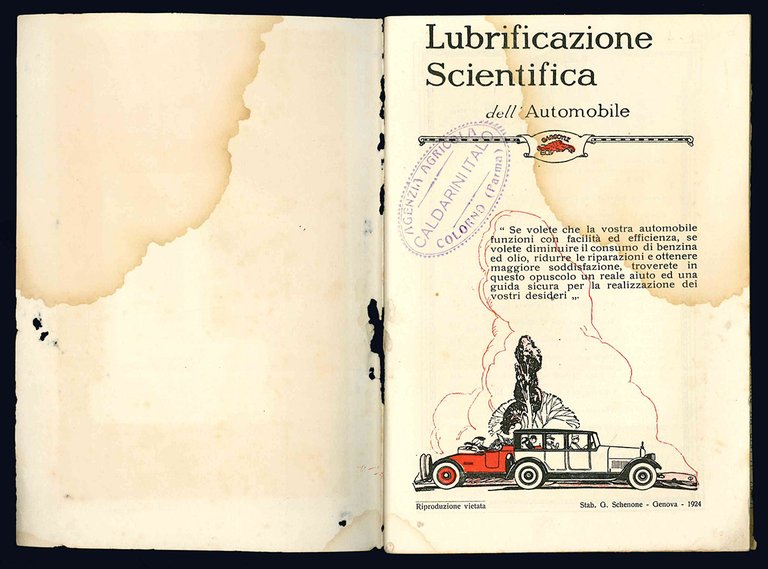 Lubrificazione scientifica dell'automobile. Gargoyle Mobiloil.