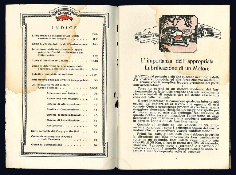 Lubrificazione scientifica dell'automobile. Gargoyle Mobiloil.