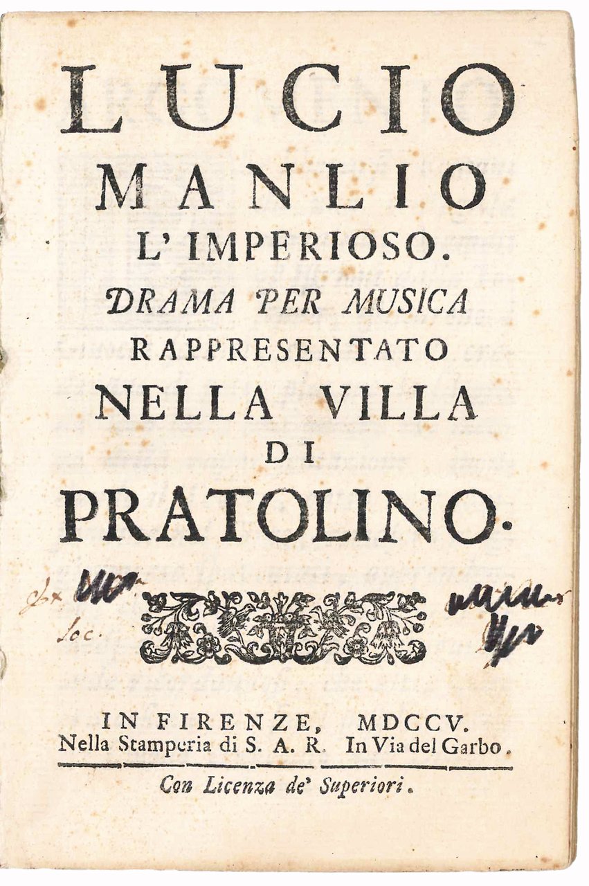 Lucio Manlio l'imperioso. Drama per musica rappresentato nella Villa di … | Immagine principale
