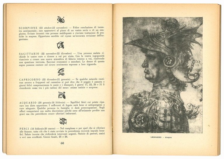 Lunario de Il Tempo 1957. L'oroscopo, umorismo, arte, storia, cinema, …