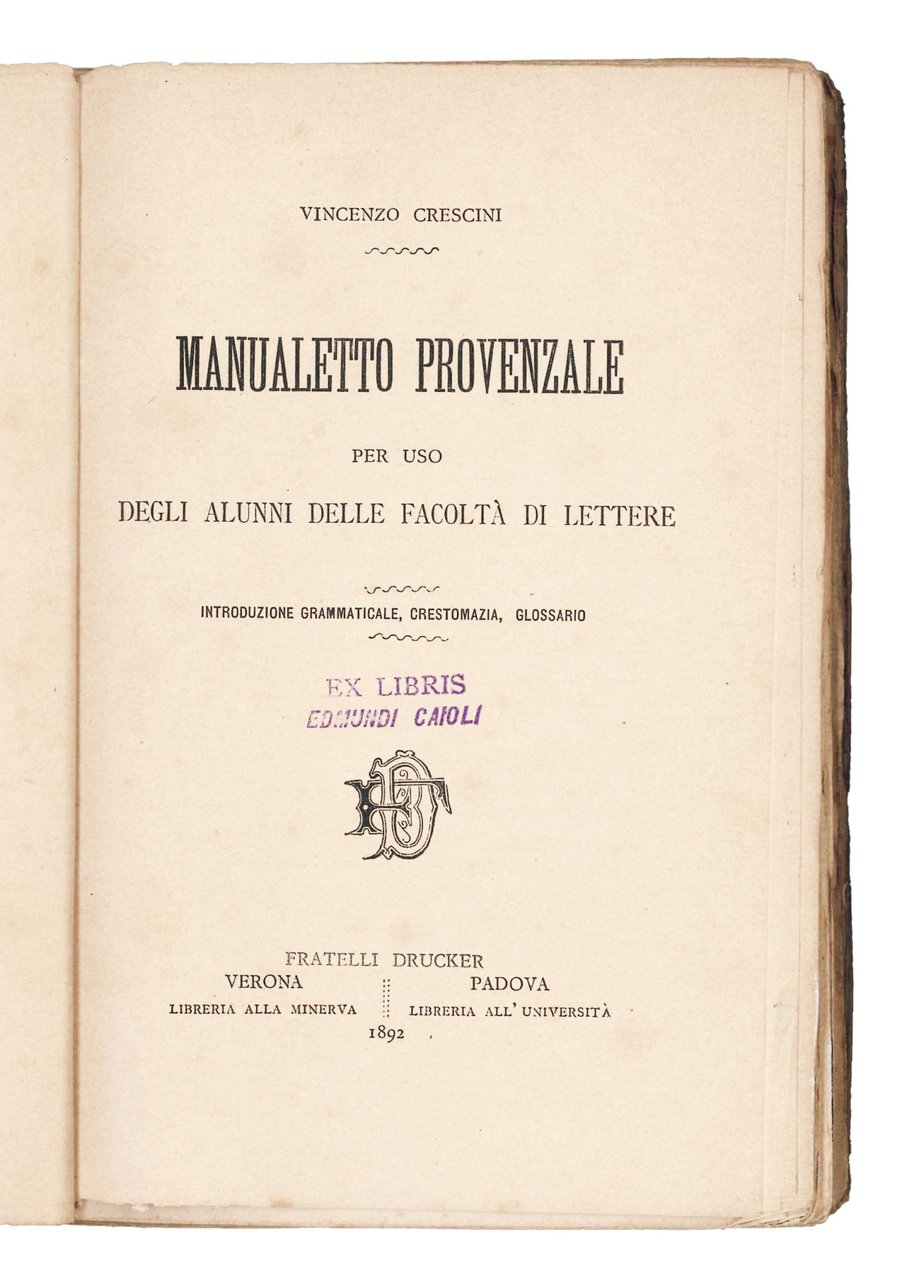Manualetto provenzale : per uso degli alunni delle facolta di …