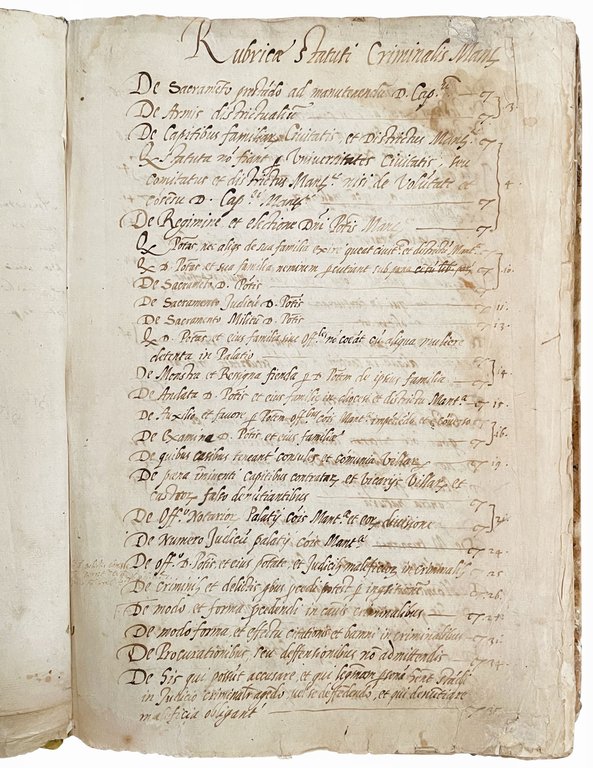 Manuscript on paper in Latin and Italian. Mantua, end of …