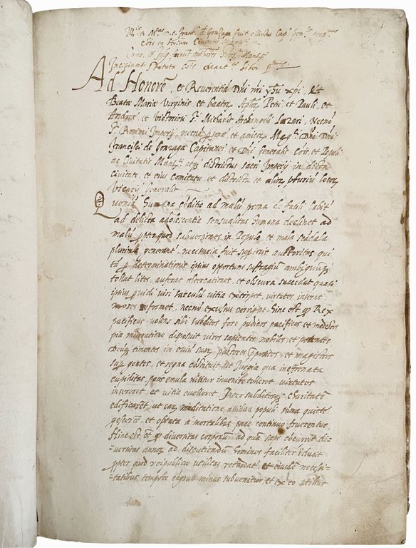 Manuscript on paper in Latin and Italian. Mantua, end of …