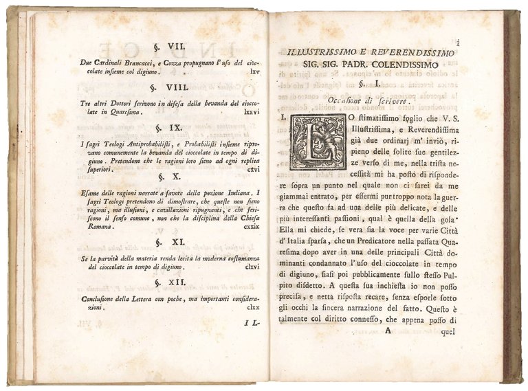 Memorie storiche sopra l'uso della cioccolata in tempo di digiuno, …