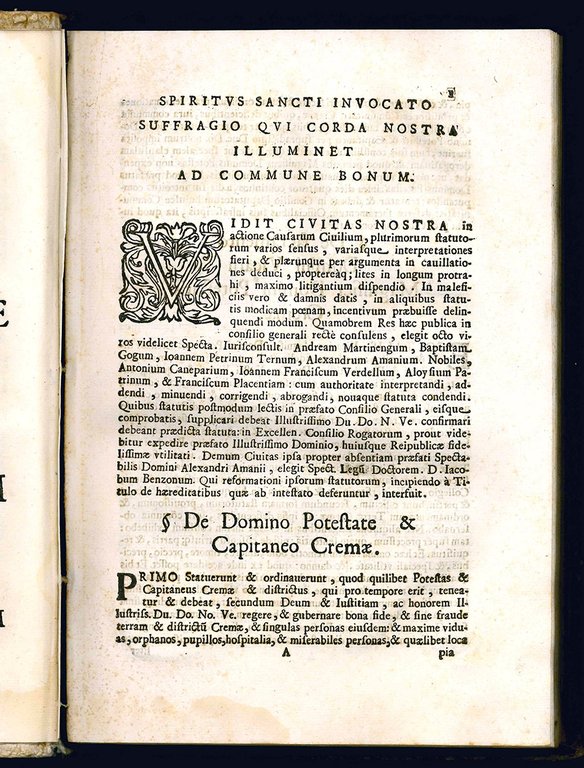 Municipalia Cremae. First colophon (l. S9r): Venice, Aurelio Pinzi, 1536. …