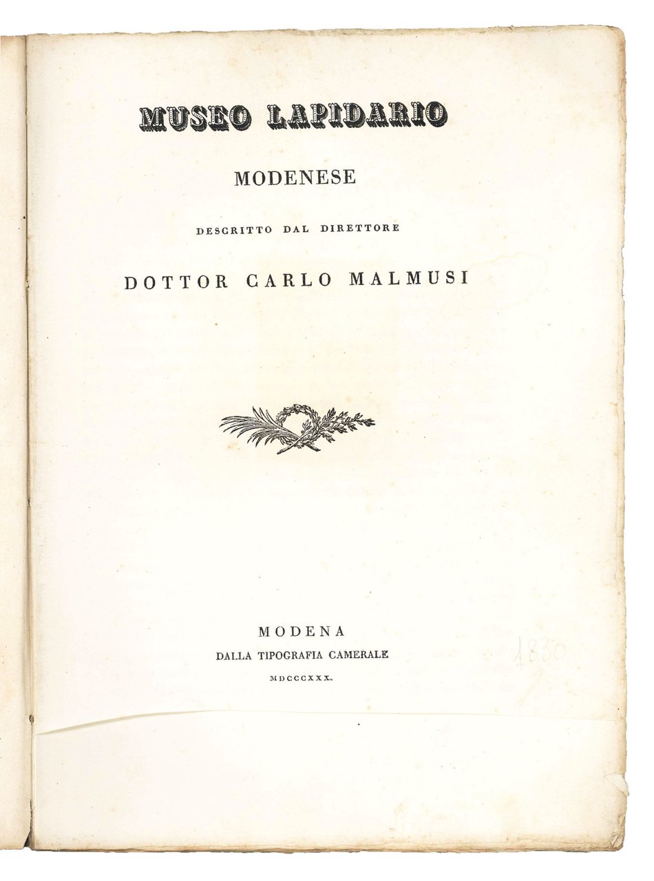 Museo lapidario modenese descritto dal direttore dottor Carlo Malmusi. | Immagine principale