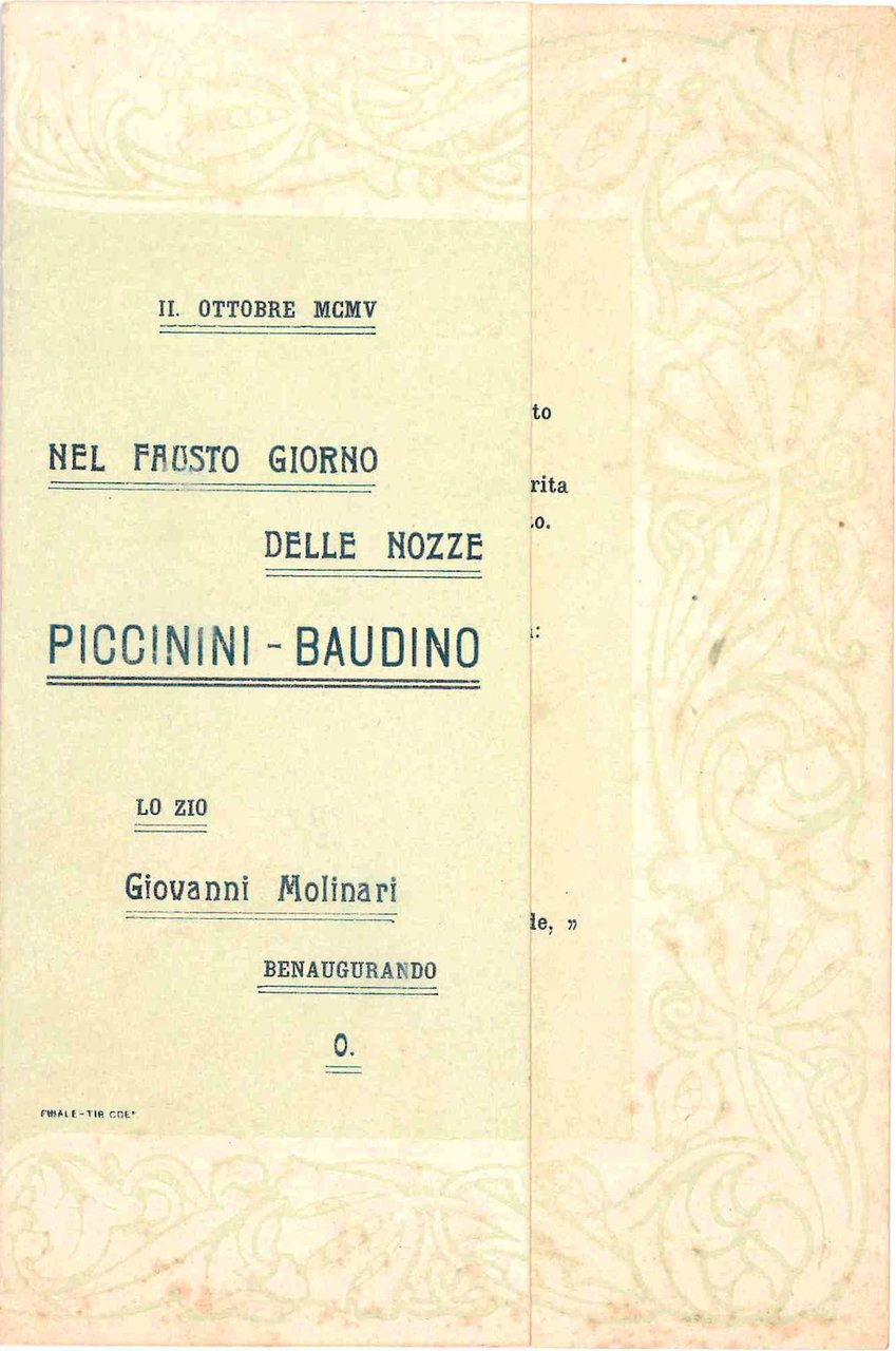 Nel fausto giorno delle nozze Piccinini - Baudino. | Immagine principale