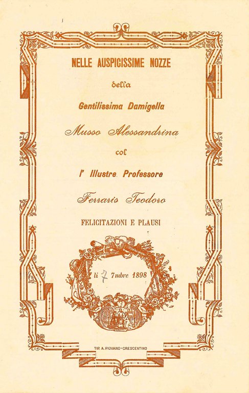 Nelle auspicatissime nozze della Gentilissima Damigella Musso Alessandra col l'Illustre … | Immagine Gallery 2