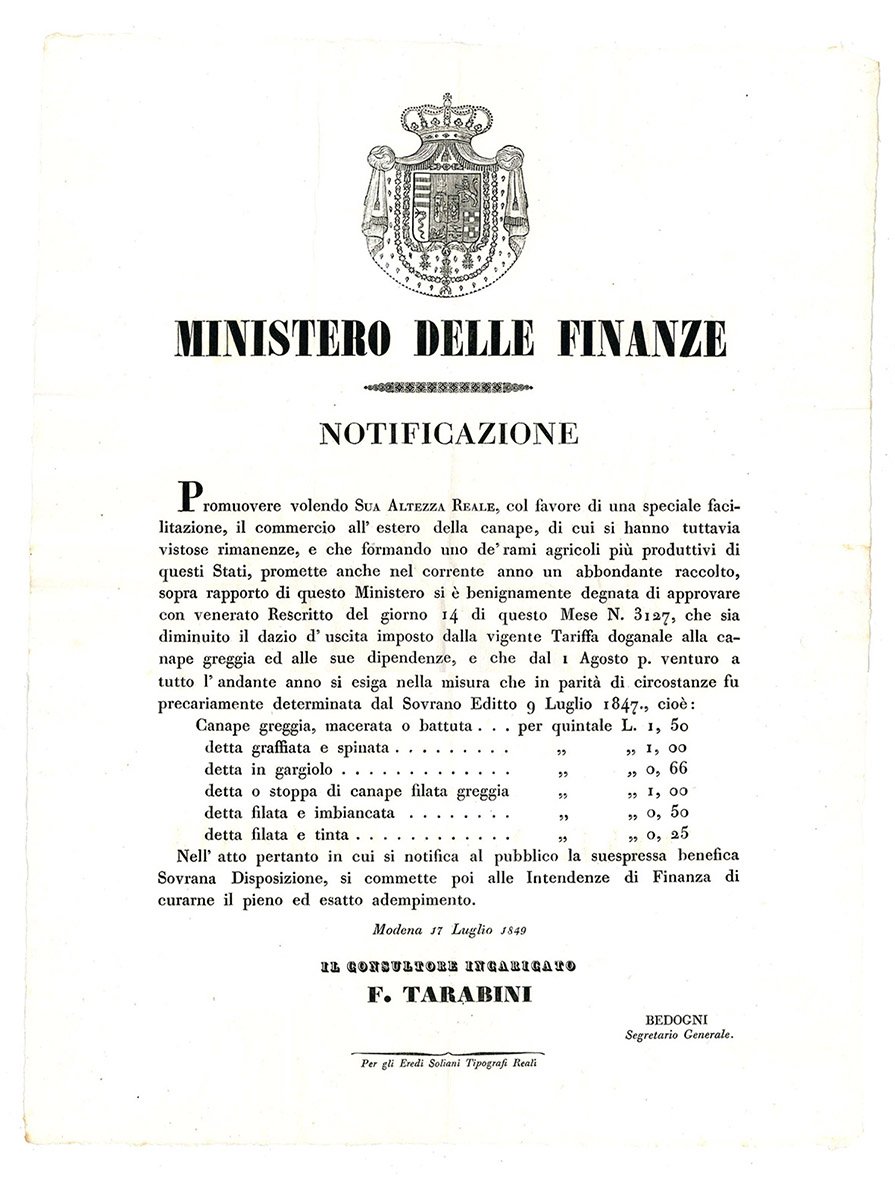 Notificazione del 17 Luglio 1849, con la quale si intendeva …