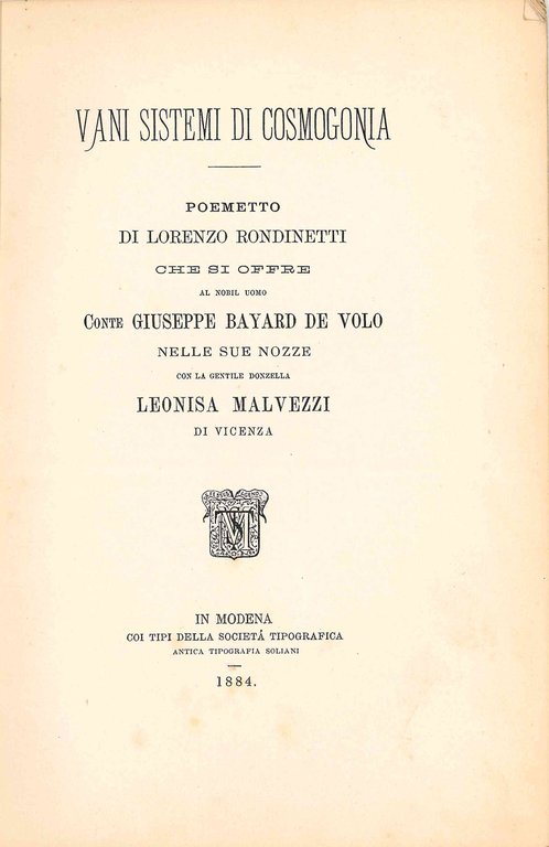 Nozze Bayard de Volo - Malvezzi. Vani sistemi di cosmogonia. | Immagine Gallery 2