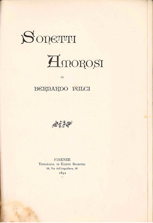 Nozze Caravelli - Mucci. Sonetti amorosi di Bernardo Pulci. | Immagine Gallery 2