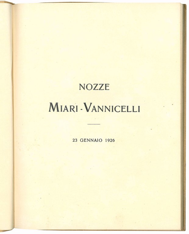 Nozze Miari - Vannicelli. 20 Gennaio 1926.