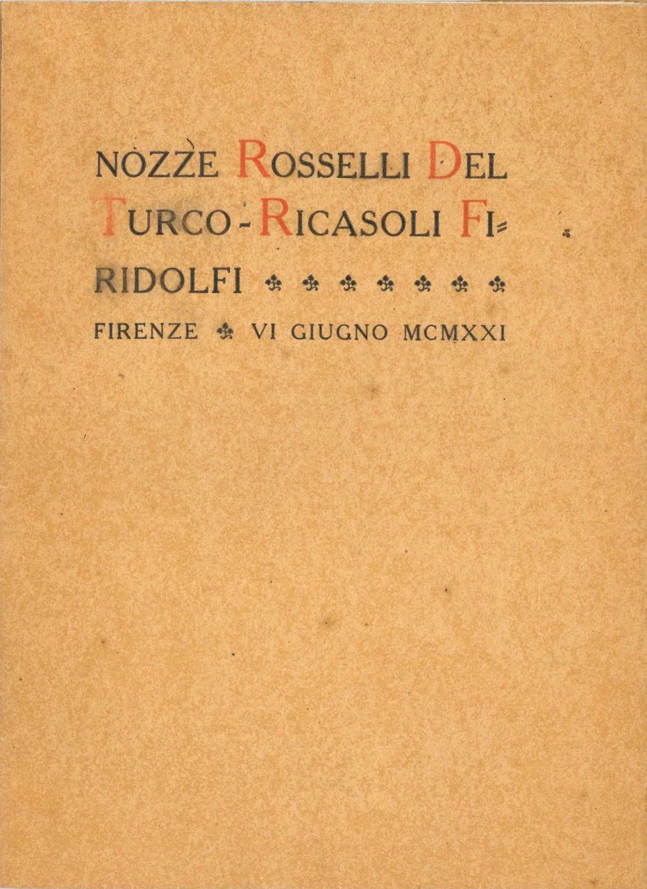 Nozze Rosselli Del Turco - Ricasoli Firidolfi. Breve notizia di … | Immagine principale