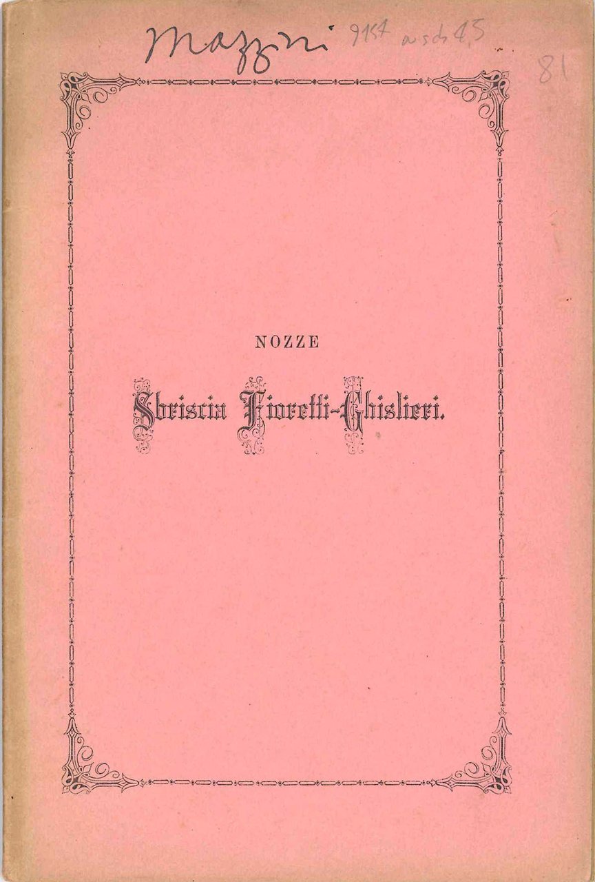 Nozze Sbriscia Fioretti - Ghislieri. Quattro lettere di Giuseppe Mazzini … | Immagine principale