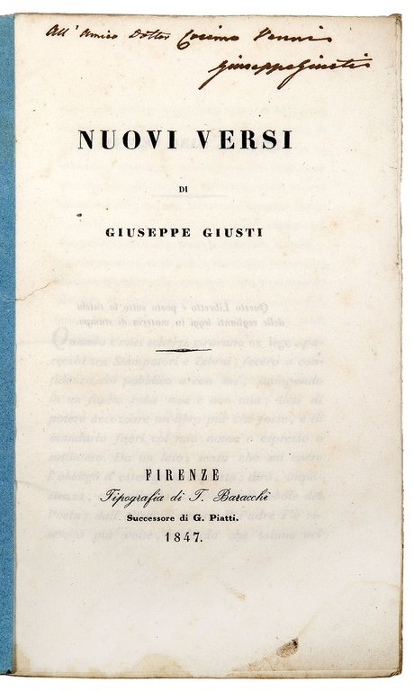 Nuovi versi di Giuseppe Giusti