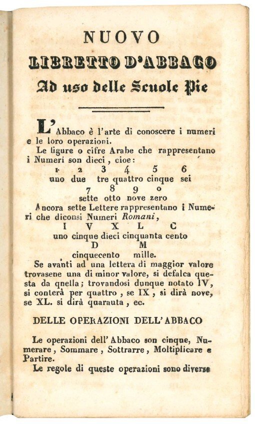 Nuovo libretto d'abbaco ad uso delle scuole pie.