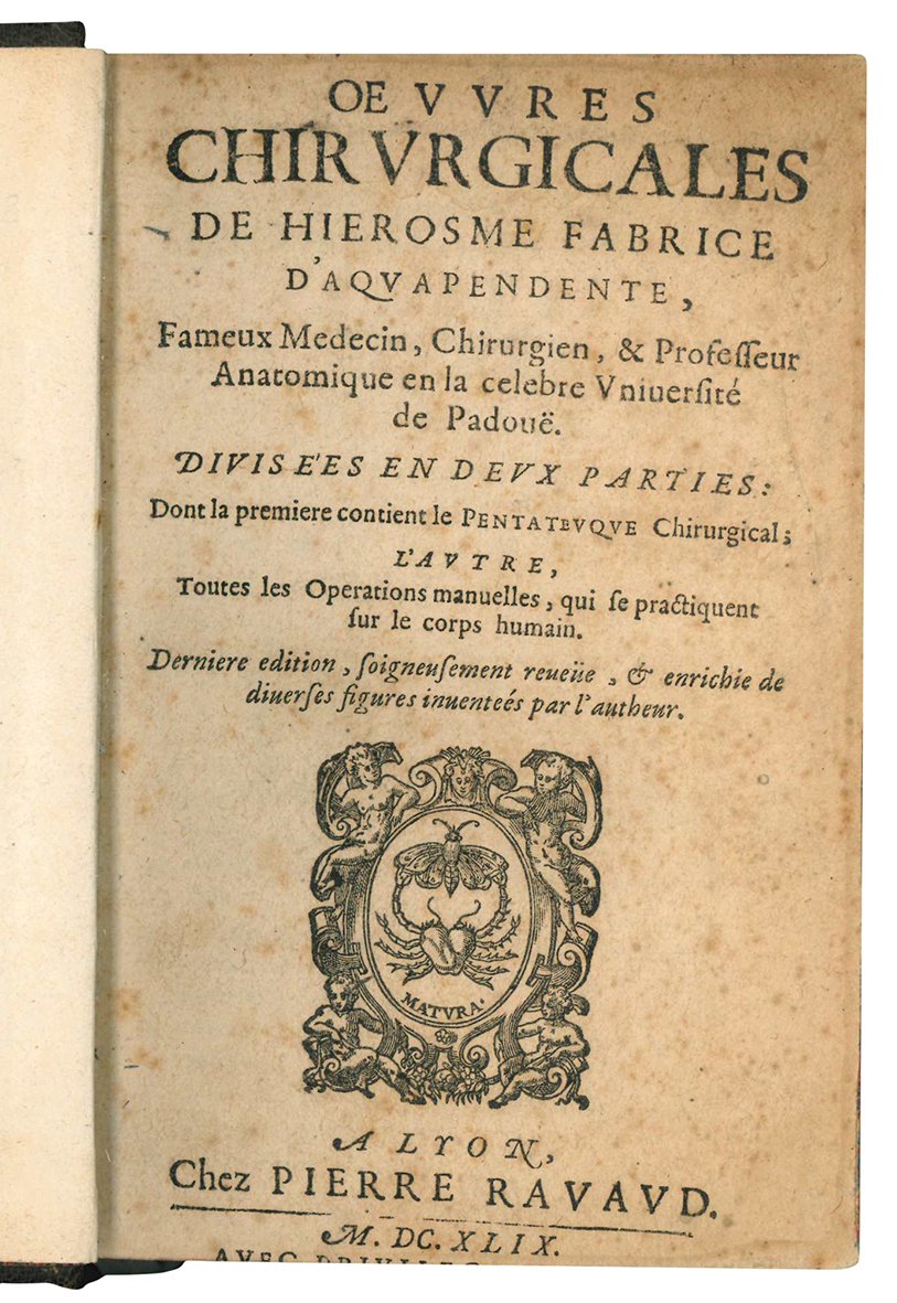 Oeuvres chirurgicales de Hierosme Fabrice d'Aquapendente, fameux medecin, ... Divisées …