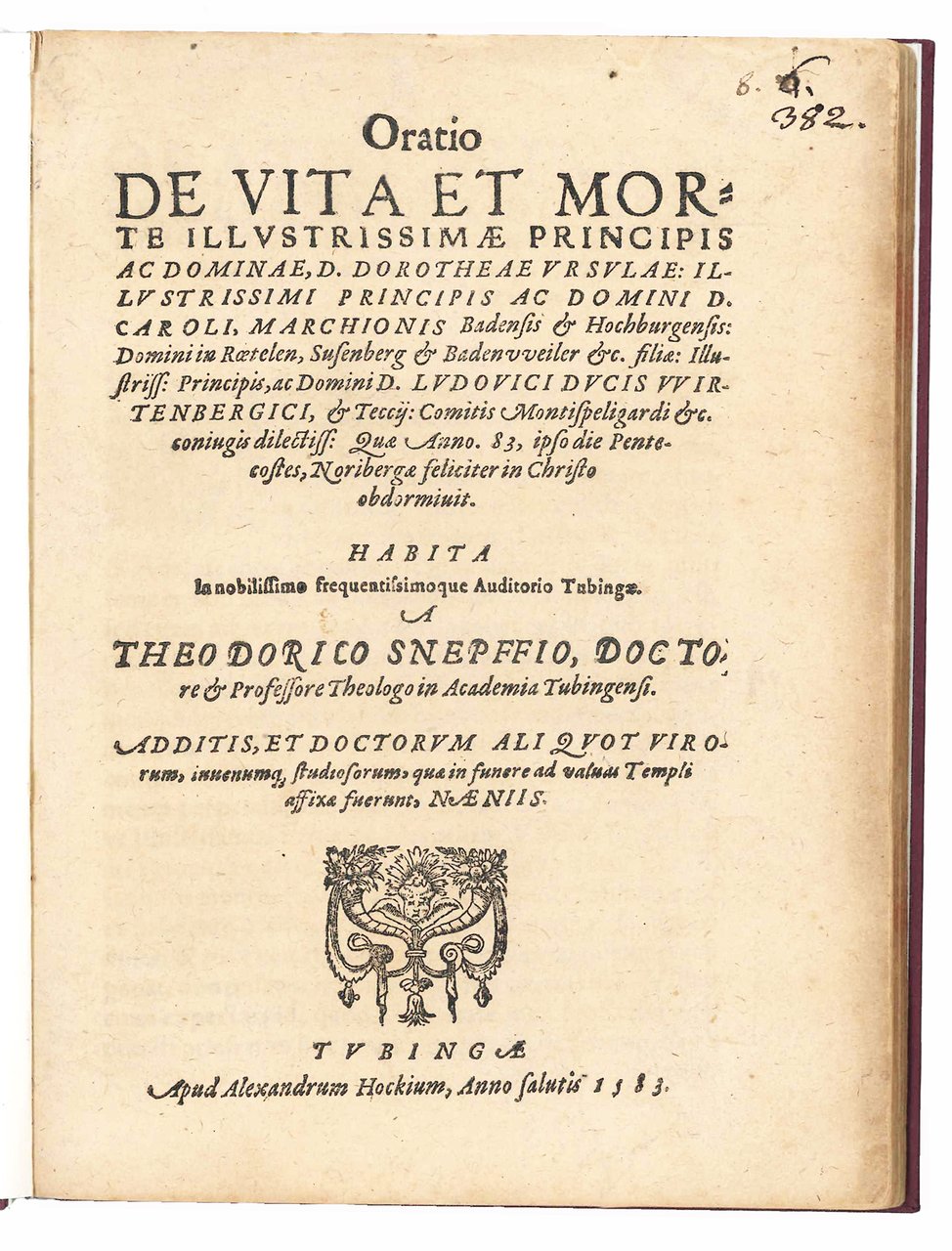 Oratio de vita et morte Illustrissimae Principis ac Dominae Dorotheae …