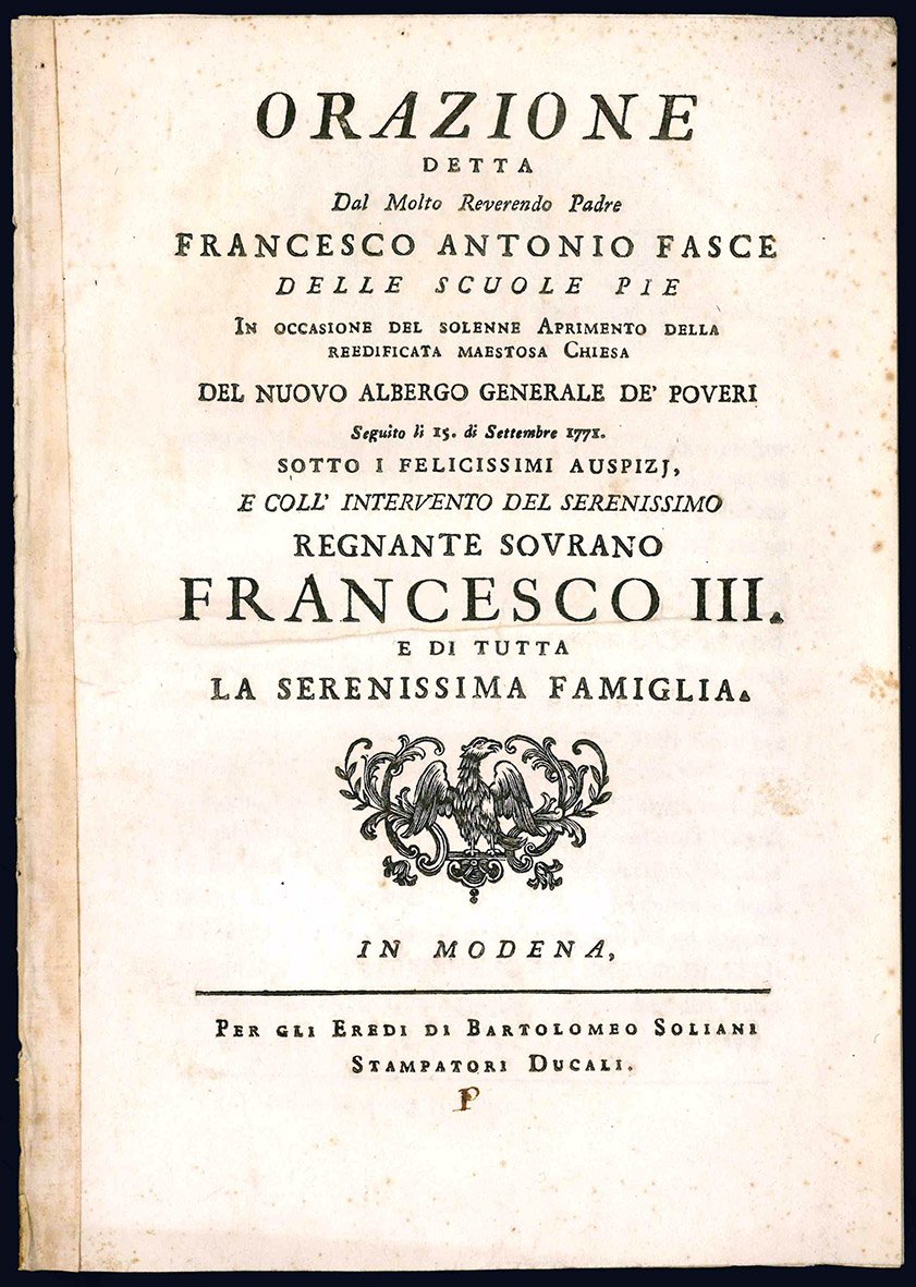 Orazione detta dal molto Reverendo Padre Francesco Antonio Fasce delle …