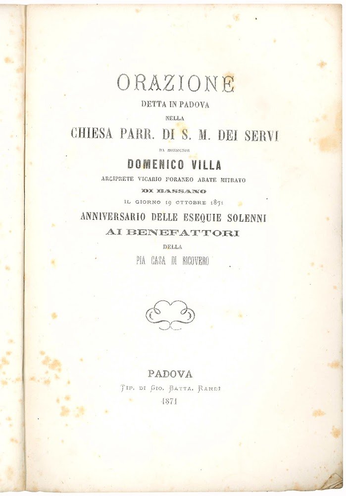 Orazione detta in Padova nella Chiesa Parr. di S. M. …