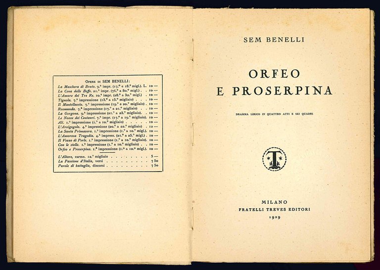 Orfeo e Proserpina. Dramma lirico in quattro atti e sei …