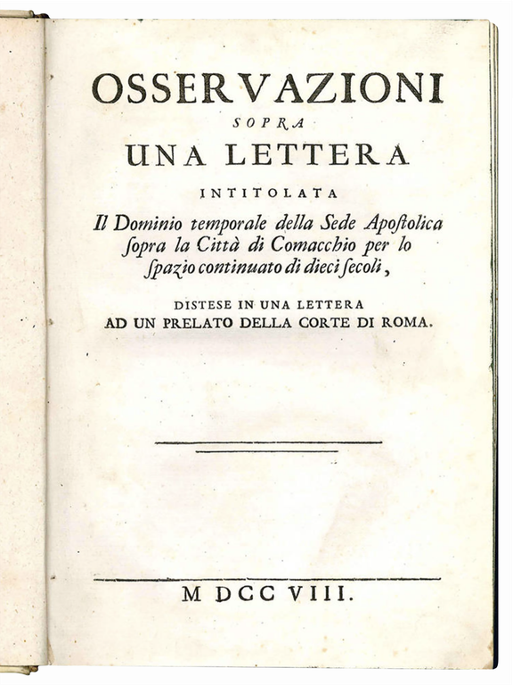 Osservazioni sopra una lettera intitolata Il Dominio temporale della Sede …