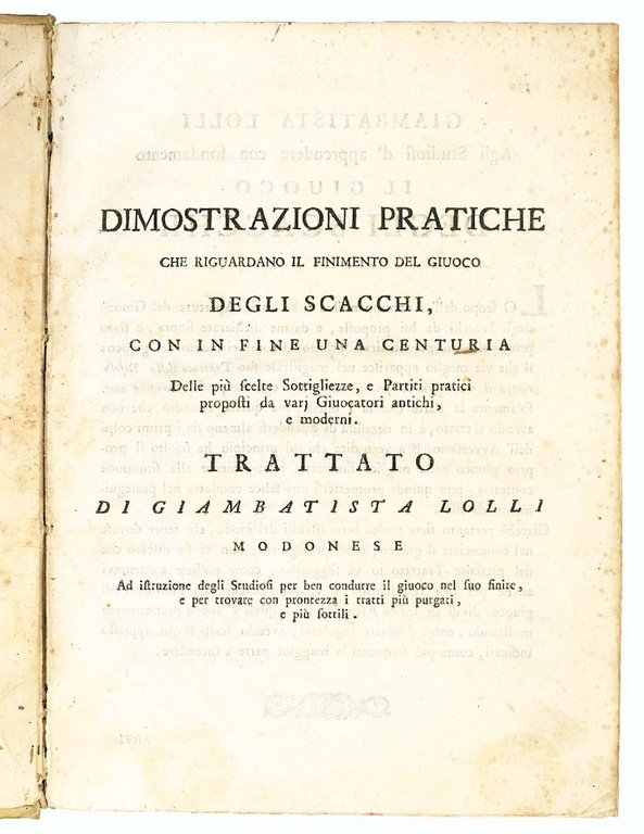 Osservazioni teorico-pratiche sopra il giuoco degli scacchi, ossia Il giuoco …
