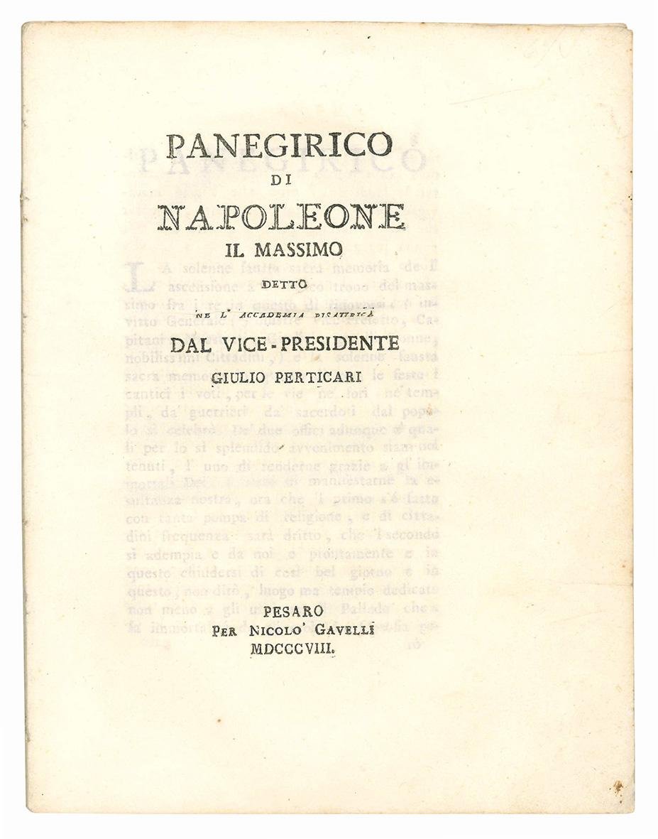 Panegirico di Napoleone il massimo detto ne L'Accademia Pisaurica dal …