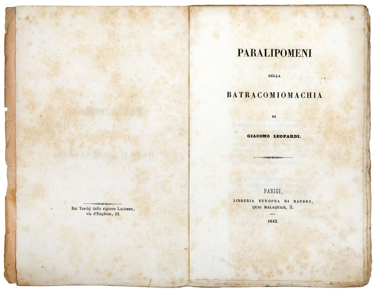 Paralipomeni della Batracomiomachia di Giacomo Leopardi