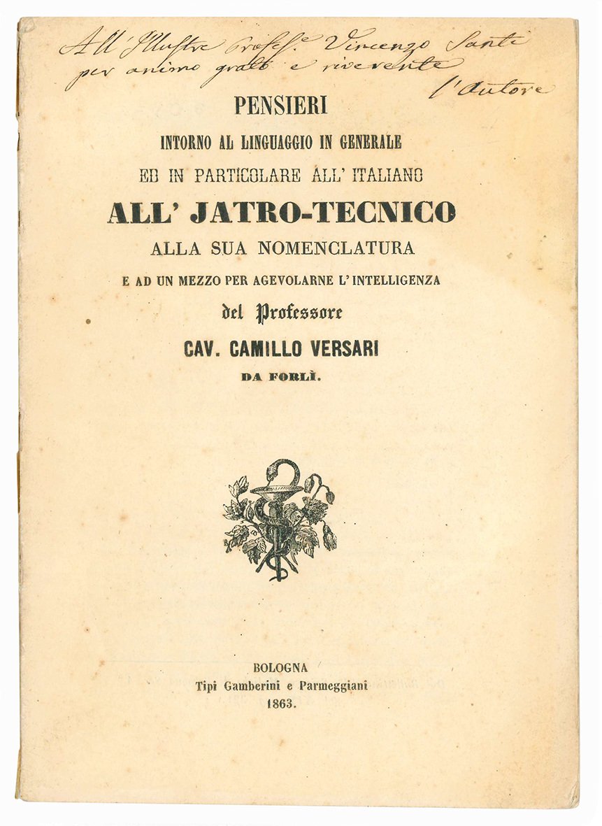 Pensieri intorno al linguaggio in generale ed inparticolare all'italiano all'jatro-tecnico …