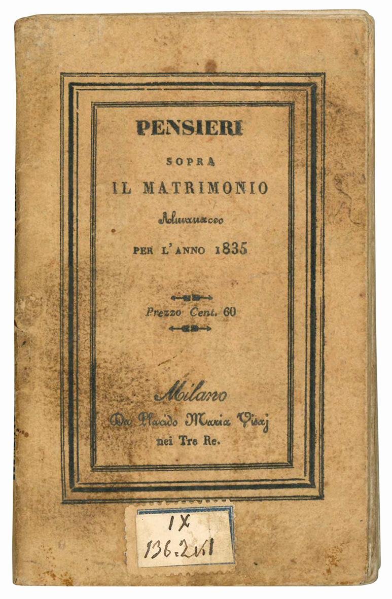 Pensieri sopra il matrimonio di P.... F.... Almanacco per l'anno …