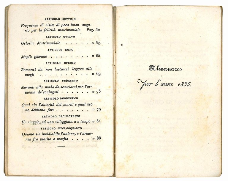Pensieri sopra il matrimonio di P.... F.... Almanacco per l'anno …