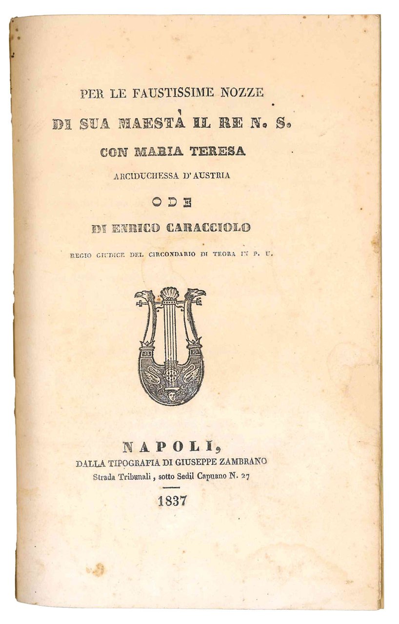 Per le faustissime nozze di sua maestà il Re n.s. … | Immagine principale