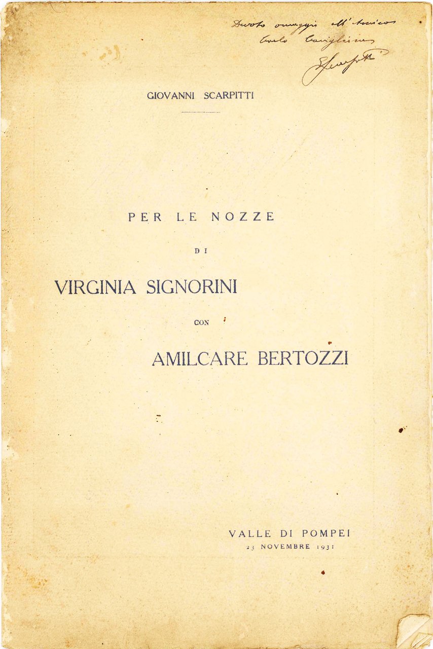 Per le nozze di Virginia Signorini con Amilcare Bertozzi | Immagine principale
