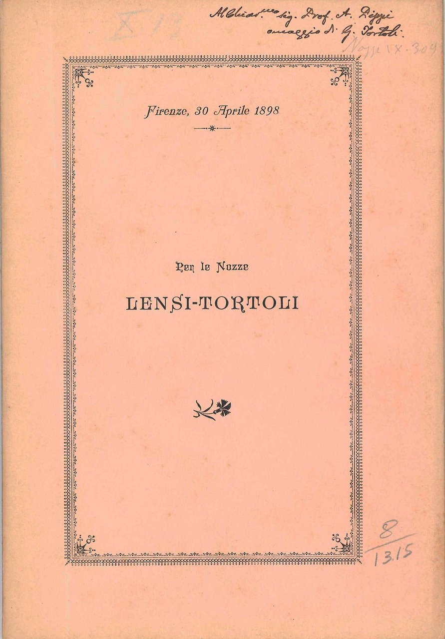 Per le Nozze Lensi-Tortoli. | Immagine principale