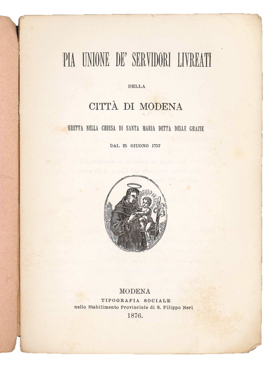 Pia unione de' servidori livreati della Città di Modena eretta … | Immagine principale