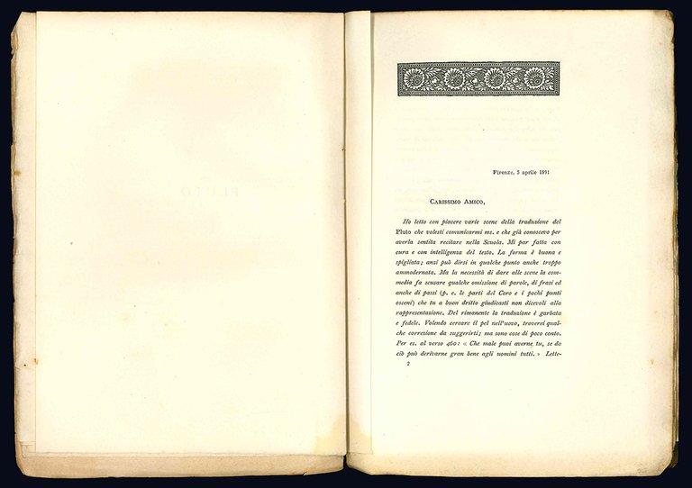 Pluto. Commedia di Aristofane. Volgarizzamento di Luigi Rasi. Lettera e …