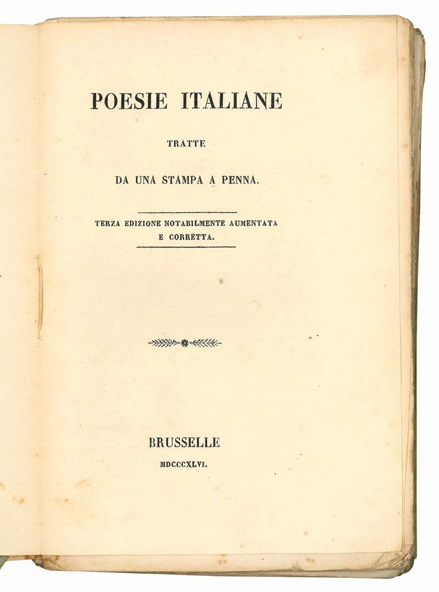 Poesie italiane tratte da una stampa a penna. Terza ediizione …