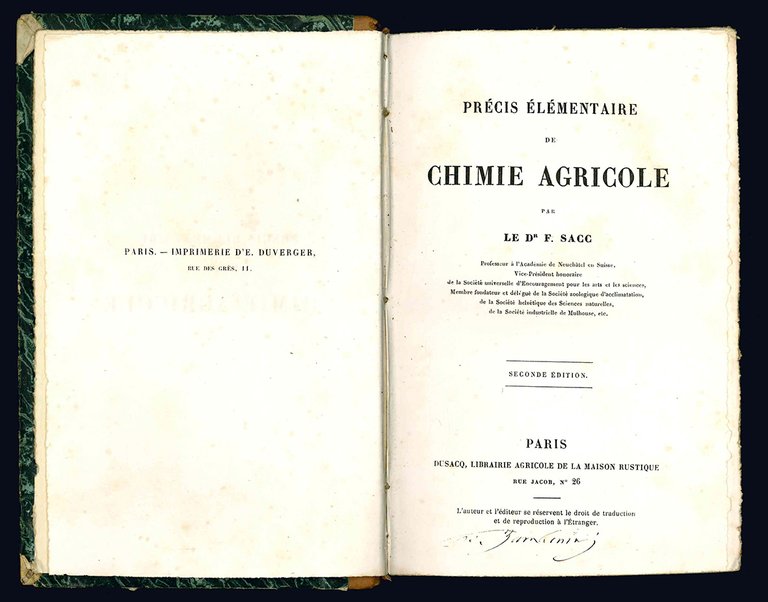 Précis élémentaire de chimie agricole. Seconde Edition.