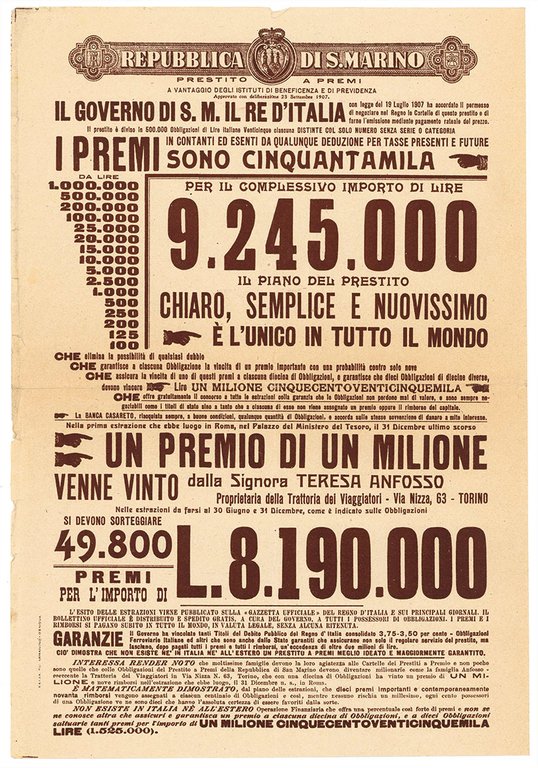 Prestito a premi a vantaggio degli Istituti di beneficenza e … | Immagine Gallery 1