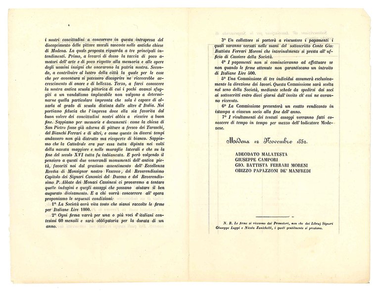 Proposta di una associazione per promuovere il discoprimento di alcune …