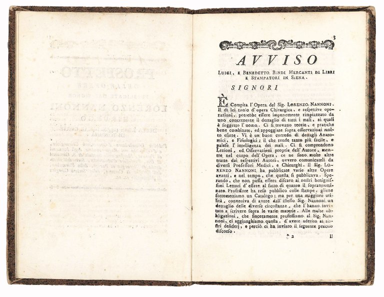 Prospetto delle opere pubblicate dal signor Lorenzo Nannoni chirurgo della … | Immagine Gallery 3