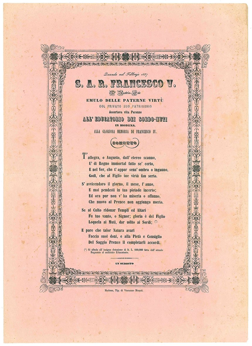 Quando nel Febbraio 1857 S.A.R. Francesco V d'Austria-Este emulo delle …