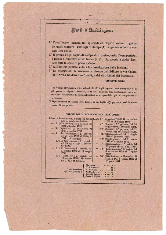 Raccolta di tre avvisi editoriali italiani dell'Ottocento