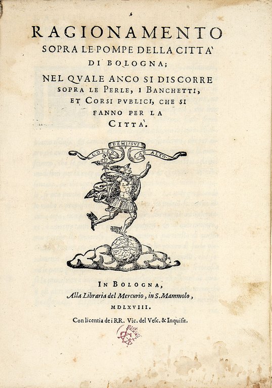 Ragionamento sopra le pompe della città di Bologna; nel quale … | Immagine Gallery 1