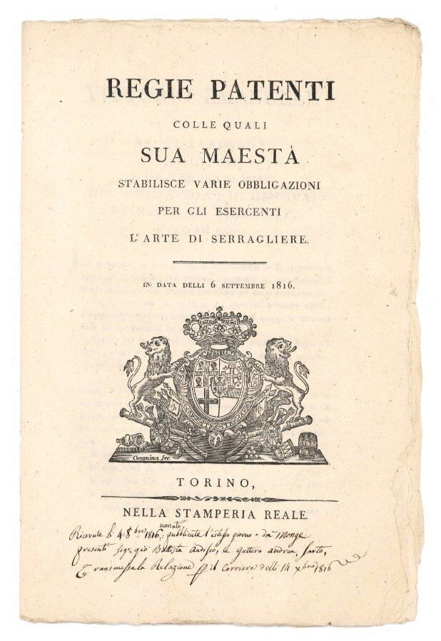 Regie patenti colle quali sua maestà stabilisce varie obbligazioni per …