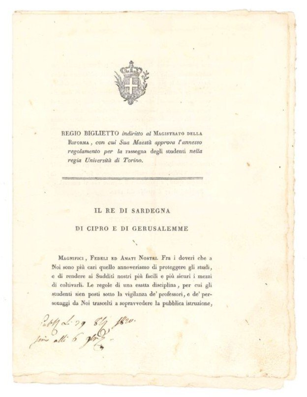 Regio biglietto indiritto al Magistrato della Riforma, con cui Sua …