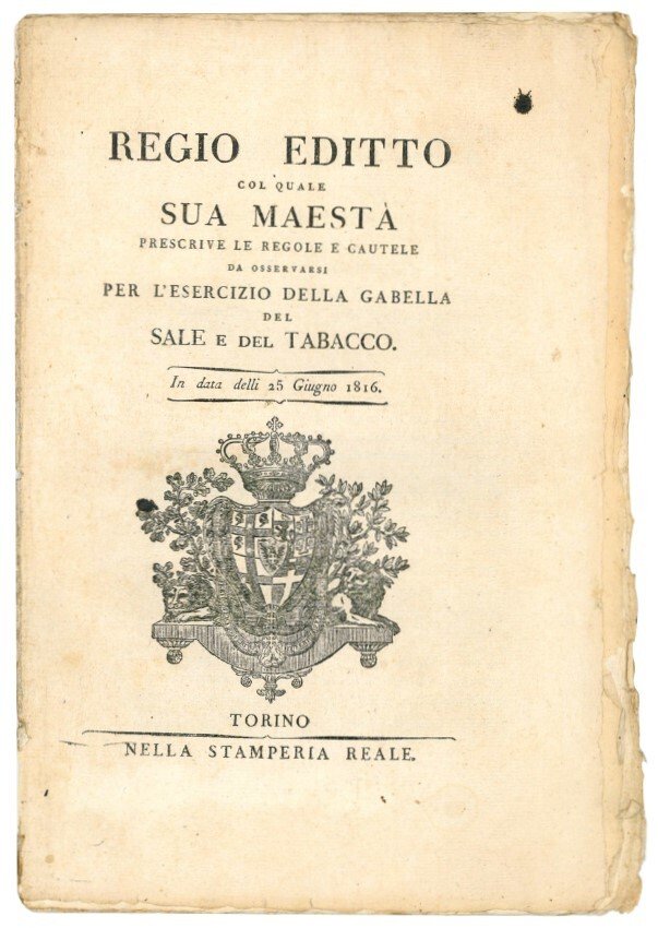 Regio editto col quale Sua Maestà prescrive le regole e …
